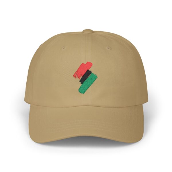 Dad Cap with Red, Black & Green Brushstroke Embroidery