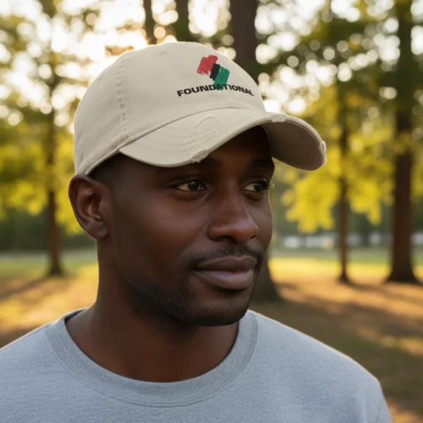 Foundational Red, Black and Green Distressed Hat