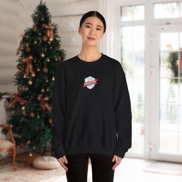 Cupid Care Corps Crewneck Sweatshirt | Christmas Reindeer Team Badge
