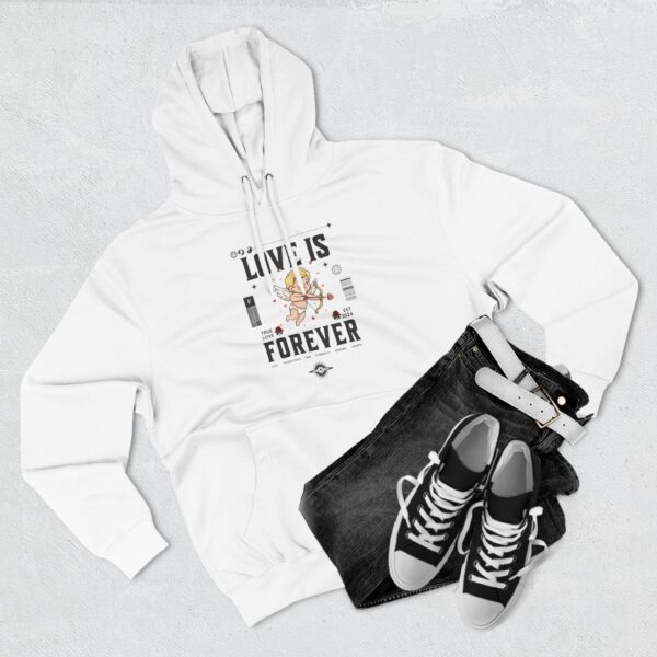 Love Is Forever Hoodie — Peach Cupid Graphic Romantic Pullover