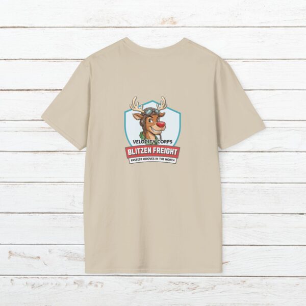 Blitzen Freight Holiday Tee | Vintage Reindeer Badge Christmas Shirt for the Whole Family