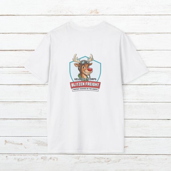 Blitzen Freight Holiday Tee | Vintage Reindeer Badge Christmas Shirt for the Whole Family