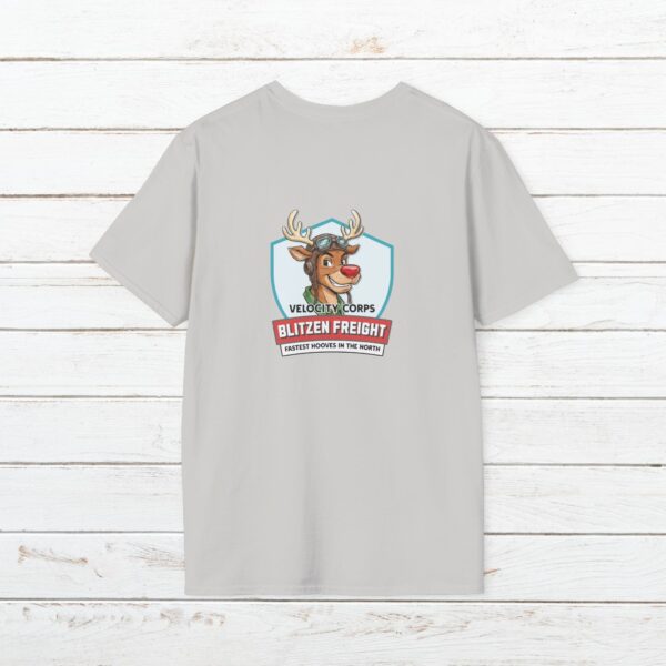 Blitzen Freight Holiday Tee | Vintage Reindeer Badge Christmas Shirt for the Whole Family